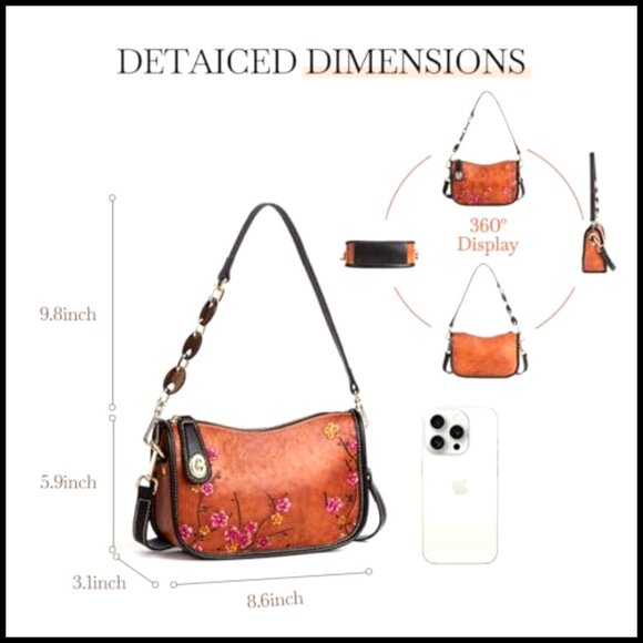 Vintage Genuine Leather Crossbody Shoulder Bag Small Size - Picture 4 of 7